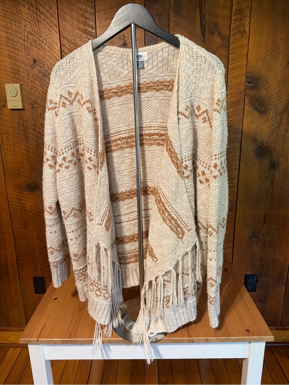 Old Navy Boho Aztec Fringe Southwestern Waterfall Draped Cardigan Knit Sweater